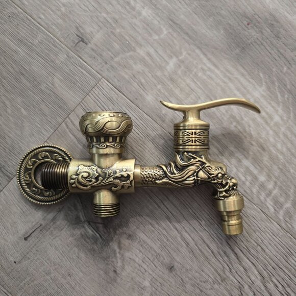 Antique style Brass Dragon Design Faucet With Handle and double spout - Picture 3 of 3